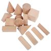 Abaodam 15pcs Natural Beechwood Geometric Shapes Blocks Wooden Cubes for Stacking Spatial Awareness Montessori Educational for Preschool Elementary Classroom Home Use view 1