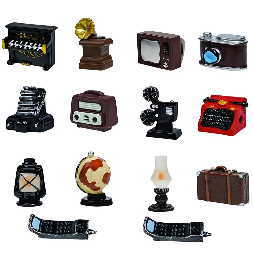 10Pcs Miniature Retro-Themed Home Appliances Random Assorted Resin Camera, Telephone & Television Models, Mini Dollhouse Furniture for DIY, Micro Landscape,Tabletop Display & Creative Craft Projects