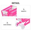 Abaodam Mini Shopping Cart for Buildable Structure Lightweight Plastic Handcart for Indoor Outdoor Play Enhances Dexterity Problem Solving and Social Skills Pink Utility Trolley Model for view 3