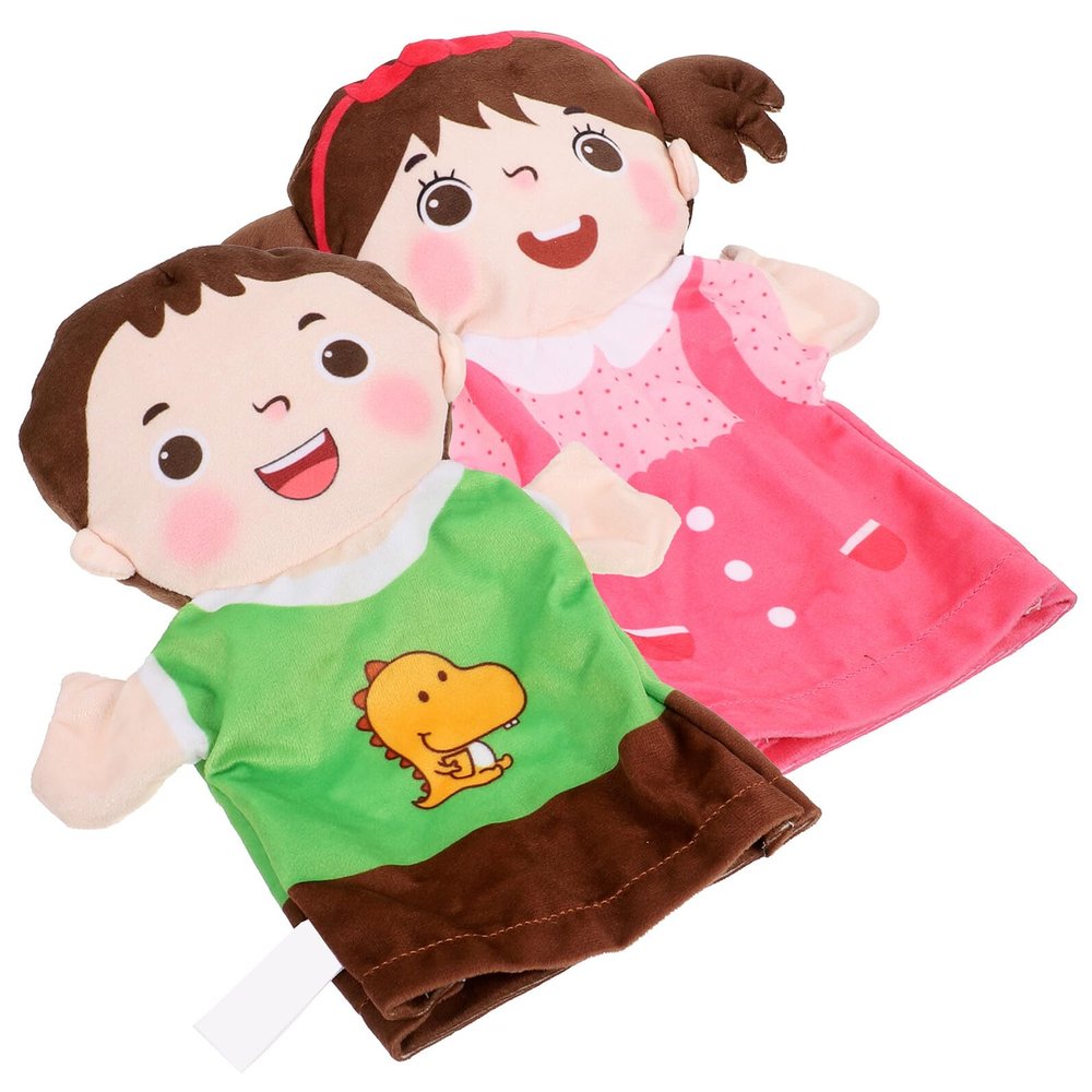 Abaodam 2Pcs Realistic Hand Puppets for Educational Interactive Figure DIY Storytelling Role Play Puppets for Boys and Imaginative Communication Skills Development