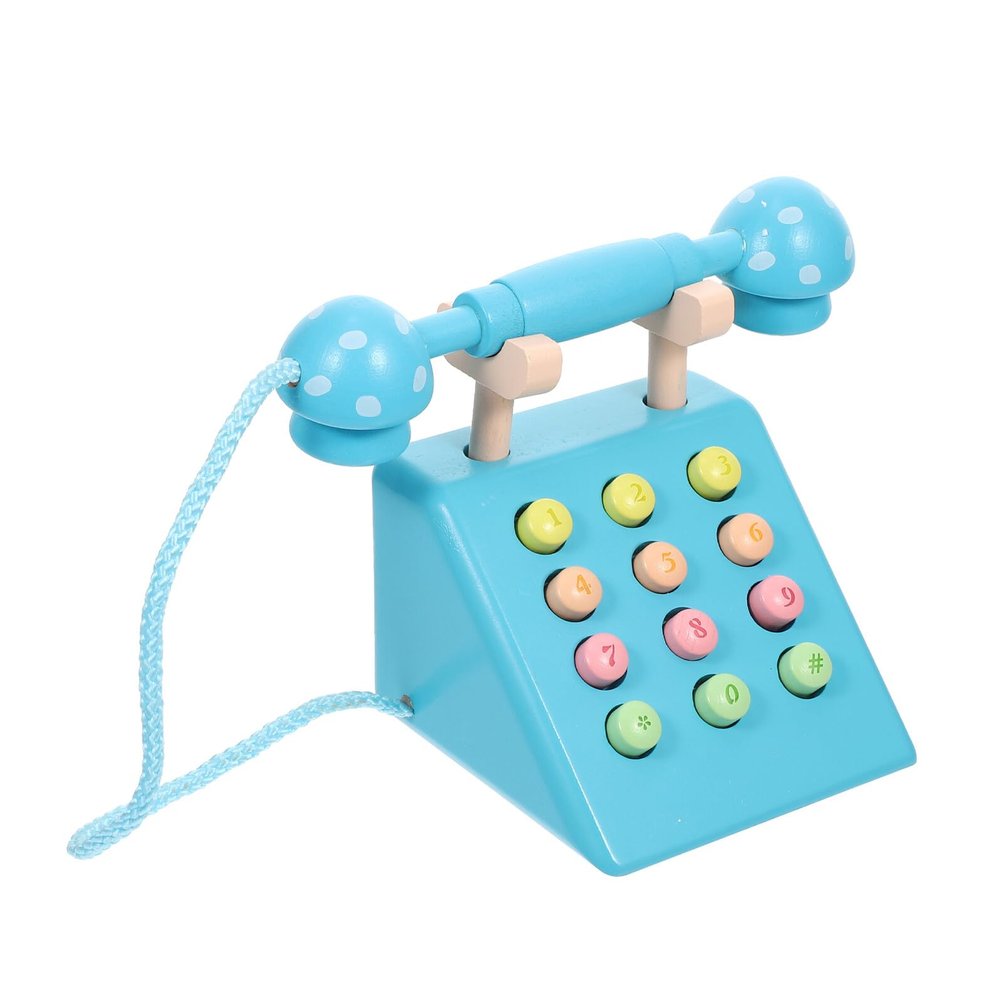 Yardwe Simulation Mushroom Telephone Pretend Plaything for Safe Material Intelligence Training Phone Model for Playing House and Interaction Blue