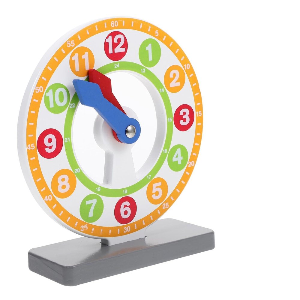 BRIGHTFUFU Wooden Clock Learning for Educational Math Teaching Clock Model Creative Cognitive for Classroom Telling Development and Imagination