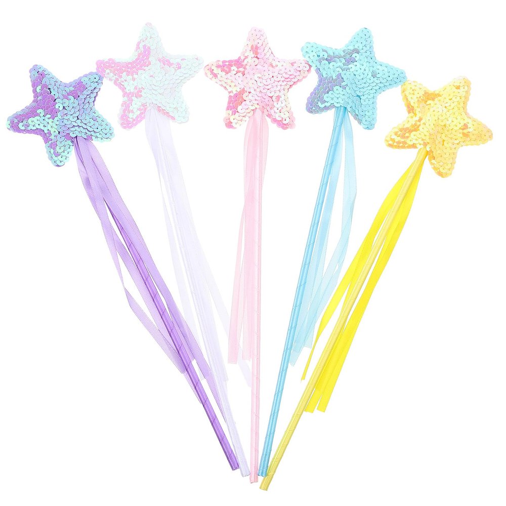 BESPORTBLE 5Pcs Star-Shaped Fairy Wands for Glitter Flashing Sticks Party Props for Birthday Halloween Dress-up and Cosplay
