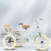 3-Wheel Bikes Carrying Passengers, Two-Seater Children Tricycle, Double Twins Toy Bicycle with Adjustable Height Seats & Handle (Green, 16 inch) view 1