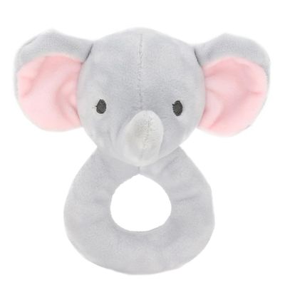 Abaodam 2pcs Plush Elephant Hand Rattle Soft Stuffed Animal with Built Bells for Newborn Sensory Stimulation and Hand-Eye Coordination Development