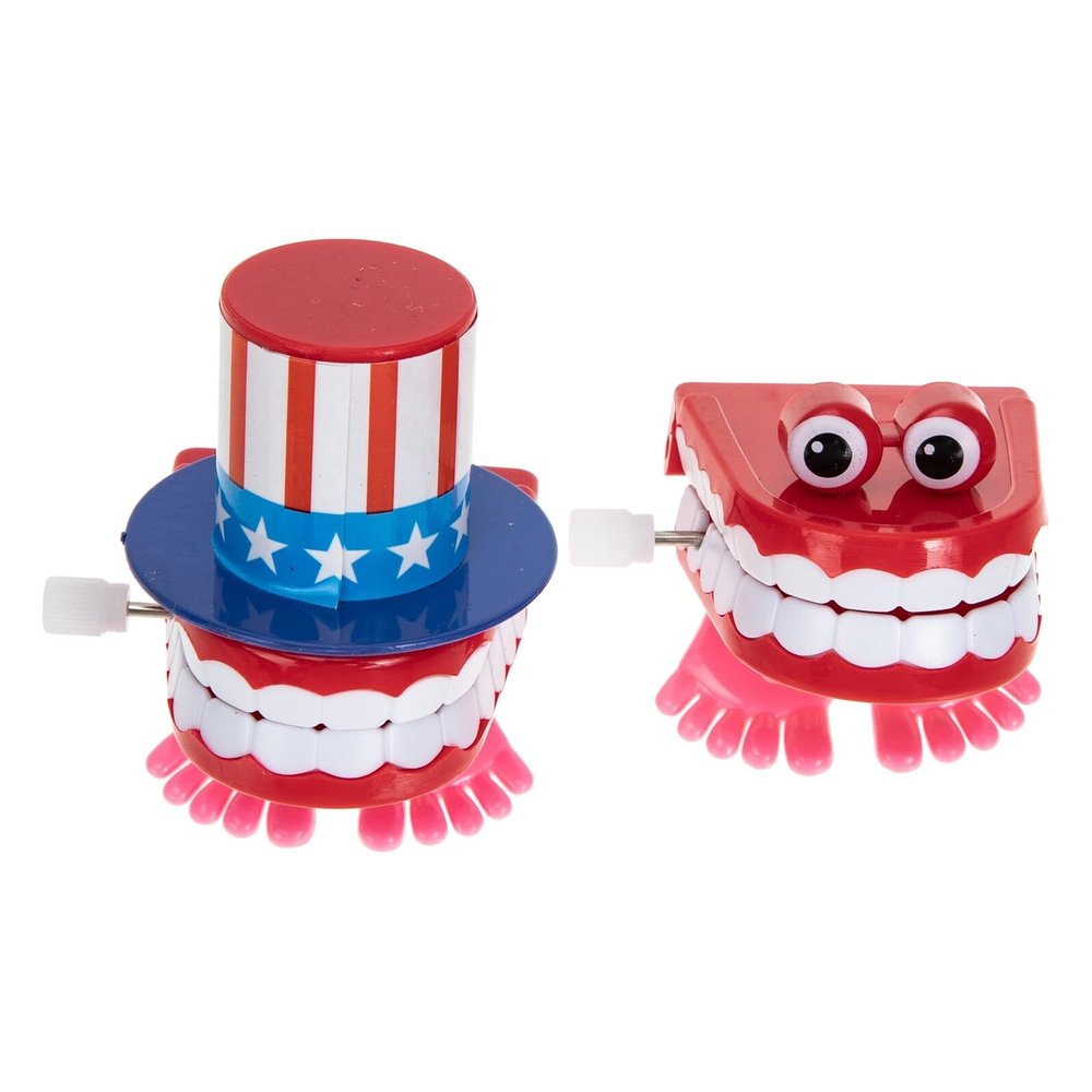 Beaupretty 2Pcs Wind-up Teeth Clockwork with Eyes Plastic Chomping Dental Party Decoration for Birthday and Holiday Fun