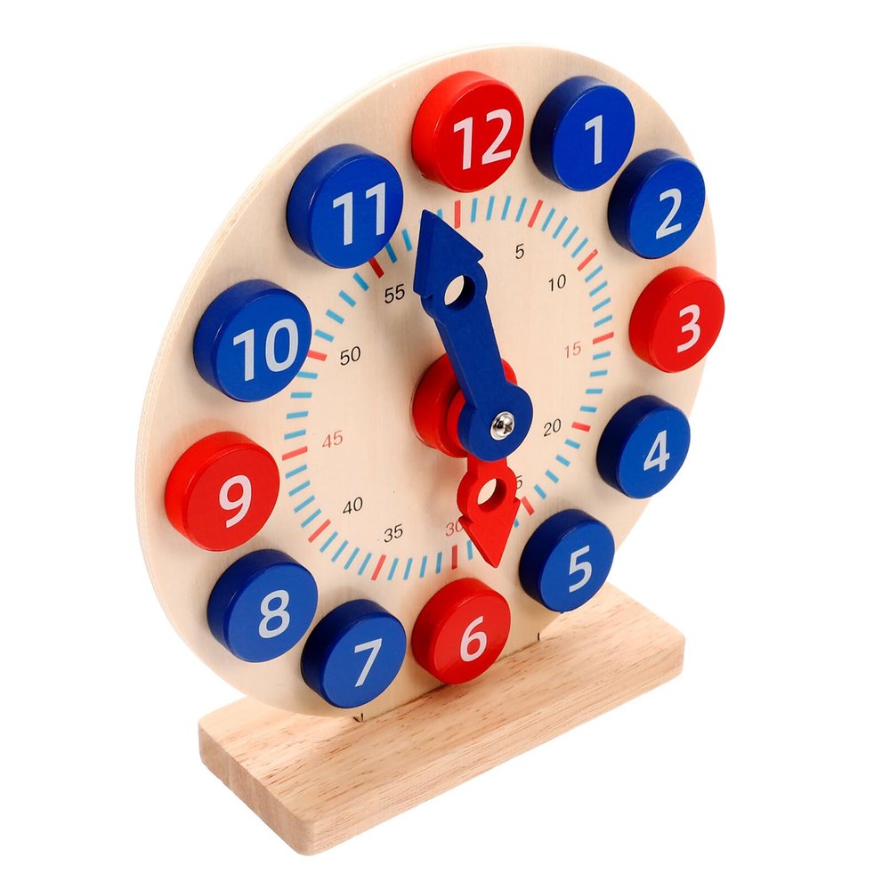 BESPORTBLE Portable Wooden Clock for Learning to Tell Educational Sturdy Wood Clock Model for Kindergarten and First Grade Students Safe Non-Toxic Teaching Aid for Classroom and Home Use