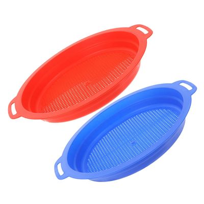 Abaodam 2pcs Plastic Sand Sieve Beach for Fine Mesh Sand Strainer for Outdoor Play in Blue and Red and Impurity Filtration