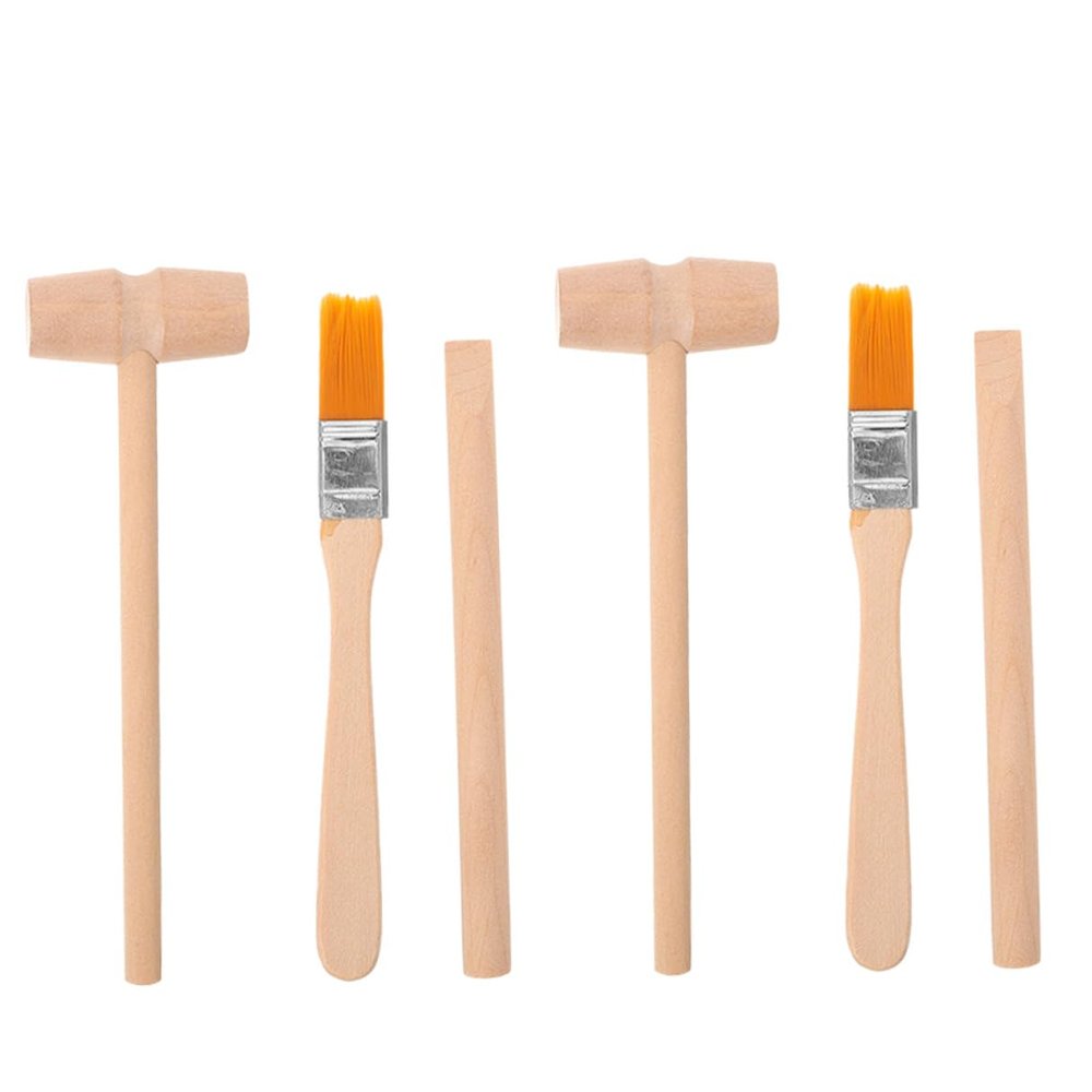 Abaodam 6pcs Dinosaur Digging Tools Kit for Stem Educational Archaeological Excavation with Wood Hammer Chisel and Brush Safe Paleontology for Boys and Dino Garden Excavation Play