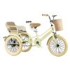 3-Wheel Bikes Carrying Passengers, Two-Seater Children Tricycle, Double Twins Toy Bicycle with Adjustable Height Seats & Handle (Yellow, 16 inch) view 1