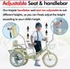 3-Wheel Bikes Carrying Passengers, Two-Seater Children Tricycle, Double Twins Toy Bicycle with Adjustable Height Seats & Handle (Yellow, 16 inch) view 4