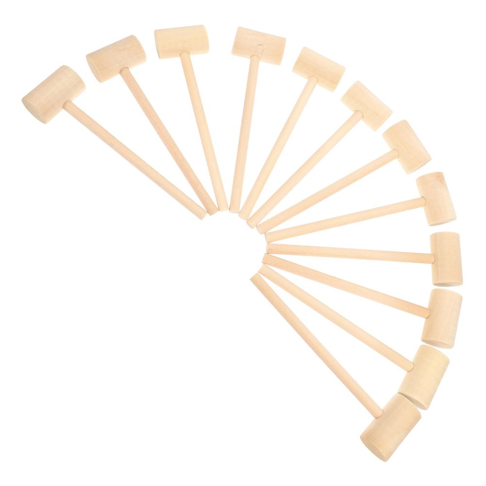 Gogogmee 12pcs Wood Mallet Mini Hammer Solid Wood Hammer for Boys Gavel Improves Hand Eye Coordination and Dexterity Birthday