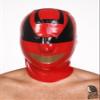 AiCc stylists Red Latex Ranger Power Hood Rubber Mask Back Zipper Cosplay (XS) view 1