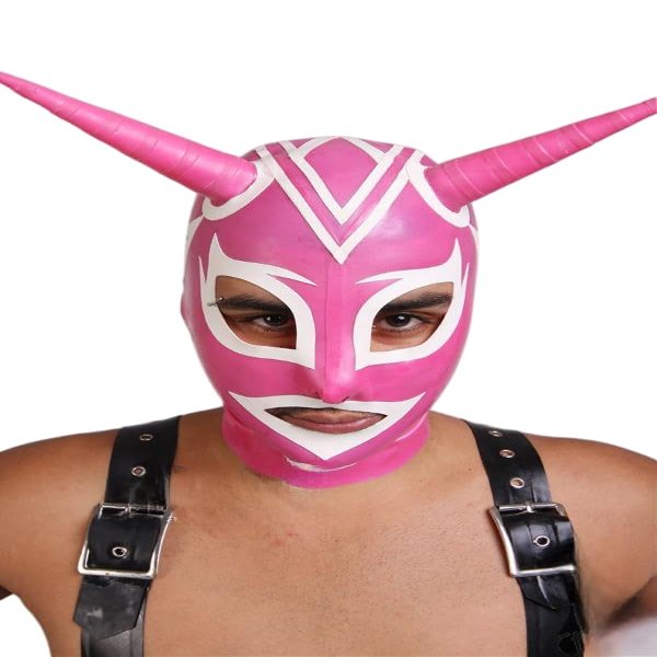 AiCc stylists Halloween Latex Mask Double Cone-Ish Rubber Hood Back Zipper Cosplay (XL)