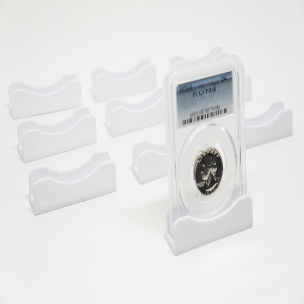 3DEXL 10pcs 3DEXL White Coin Slab Holder Display Stand PCGS NGC Case Storage Box Plastic ICG