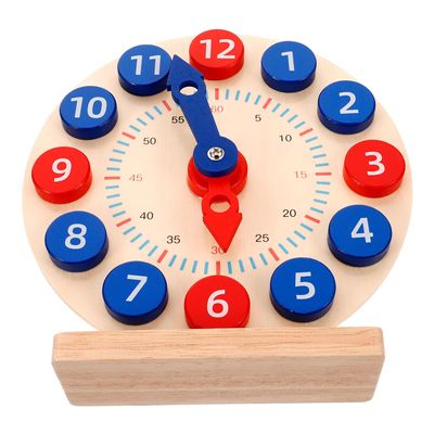 Uonlytech Educational Wooden Clock for Bright Color Clock Model for Time Cognition Montessori Teaching Aid for Learning to Tell Wood Material