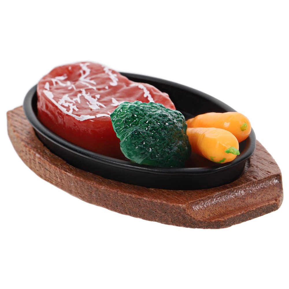 COOLHIYA Realistic Miniature Dollhouse Fake Steak Model for Play Kitchen Accessories Artificial Food Display Prop for Photography Food-Themed Decor and Pretend Cooking
