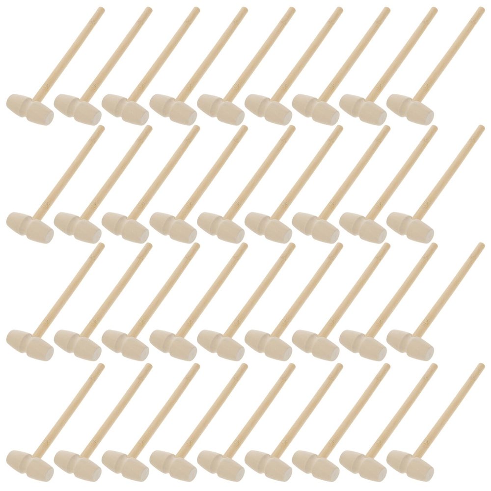 Uonlytech 36pcs Wooden Mallets Natural Solid Wood Mini Hammer for Hand Coordination and Muscle Development Smooth Safe Surface Interactive Plaything