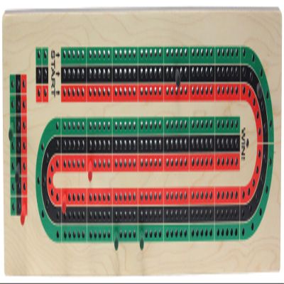 3 Hand Continuous Cribbage Board with Pegs - Made in USA