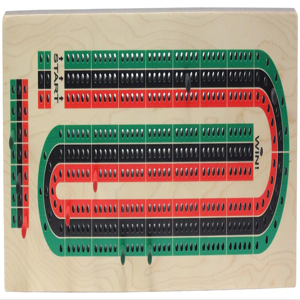 3 Hand Continuous Cribbage Board with Pegs - Made in USA