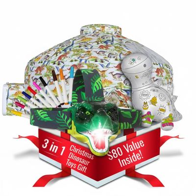 Dinosaur 3 in 1 Bundle  Doodle Dino Color & Wash Craft, Dinosaur Air Tent & Headlamp, Thanksgiving & Fun Holiday Activity Set, Creative Learning with Endless Action & Fun (Fan Not Incl)