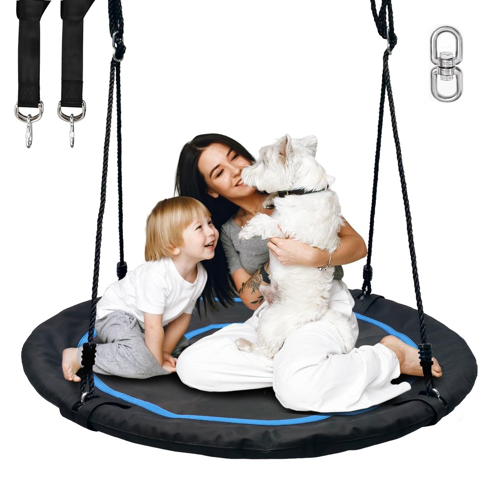 48 Inch Saucer Swing for Kids and Adults OutdoorFlying Tree Swing with Hanging Straps & 360 Swivel 900lbs Weight Capacity Durable Swing Seat for Children (48 Inch)