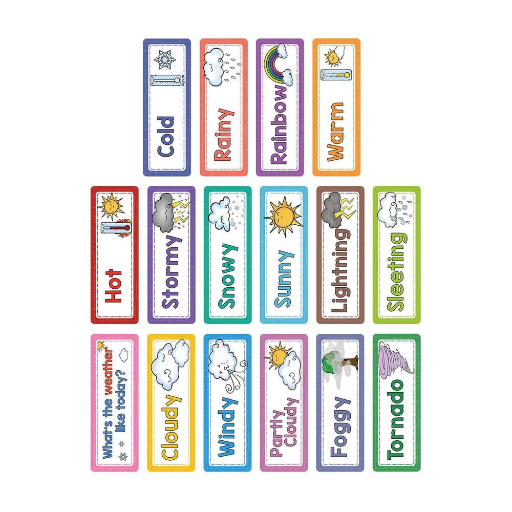 16Sheet Weather Vocabulary Flashcards 10.5x3.5Inch Study Card Kid Early Learning Word Card Language Teaching Aid Phenomena Teaching