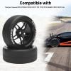 1/10 RC Drift Tires, daitoku 12mm RC Rally Racing Tires and Wheels for Tamiya Traxxas HPI KYOSHO XV02 XV01 TT01 TT02 PTG2 A959 - Style C (Black) view 3
