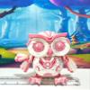3D Printed Cyber Owl Figurine, Articulated Owl Bird Toy-4.5" White and Pink Cyber Owl, Posable and Movable Cyber Owl -ACO-PNK view 3