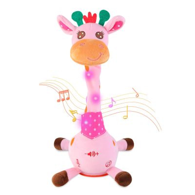 LLUKEME Dancing Giraffe Toy Stuffed Animal Baby Toys Singing Song Toddlers Toy Repeats What You Say Glowing Musical Toy for Baby Birthday Gift Groovy Giraffe Toy (Pink Giraffe)