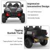 24V Ride on Dump Truck with Remote Control, Electric Dump Bed & Extra Shovel, Ride on Tractors Car with Music Player, Key Start, Gift for Kids view 2