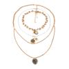 Retro Multi-Layer Stacked Alloy Geometric Pendant Chain Necklace,golden,75+7cm view 1