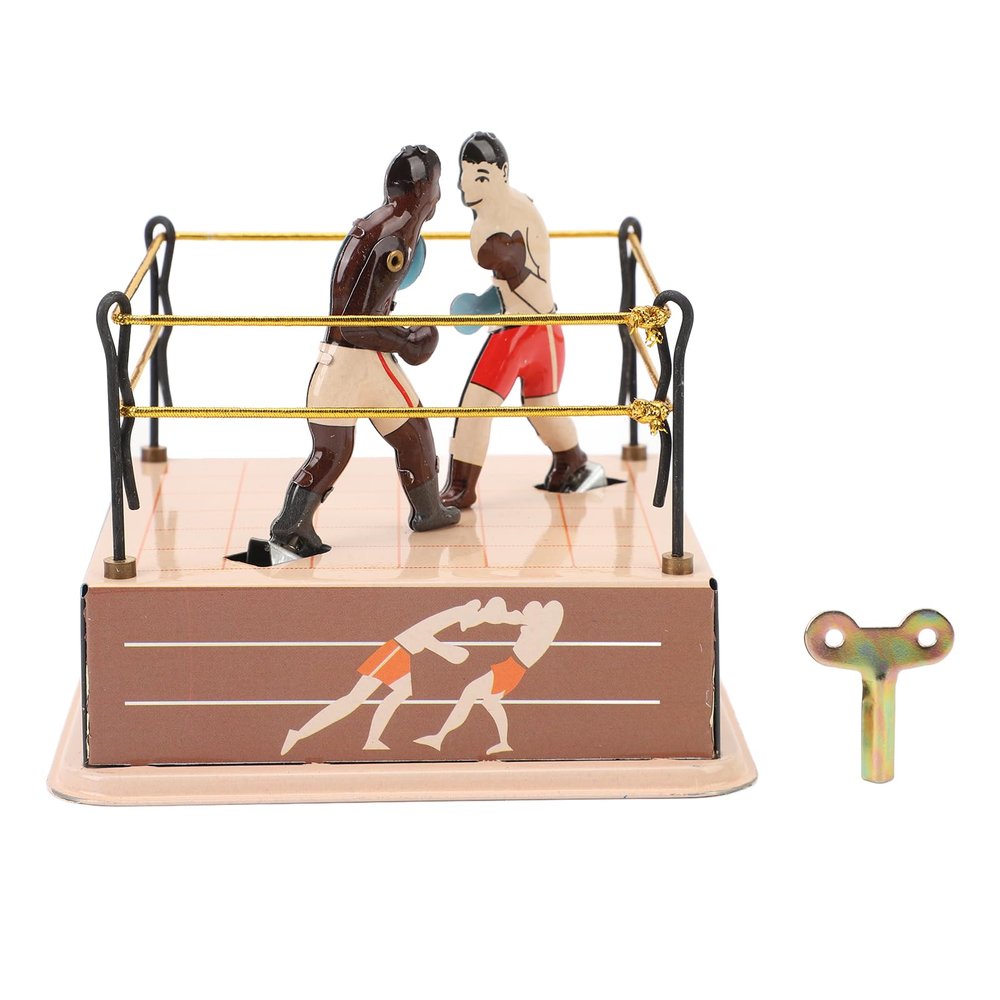 Bnineteenteam Interactive Boxing Fun, Hand Made Collectible Clockwork Boxing Toy, Decorative Display for Coffee Bars, Homes