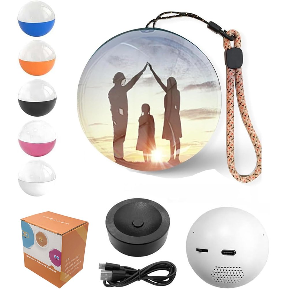 Christmas Memory Sphere Lamp,2.7" New Personalized 3D Ultrasound Video Orb Memory Sphere Lamp Video,Crystal Ball Video Player Memory Orb Ornament,Uploadable Videos Photos Gift,Black