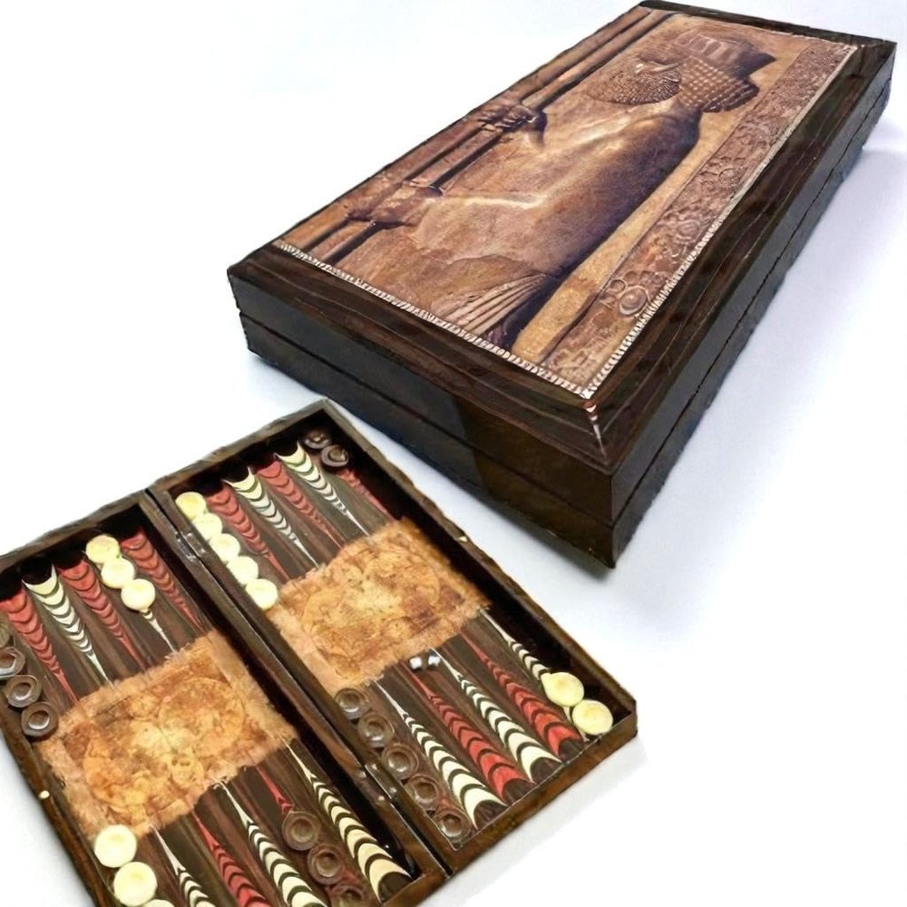19.6-inch Antique Backgammon Sets for Adults X Large Wooden Game Board Handmade Game Sets - Gift for Dad, Husband, Anniversary, Birthday