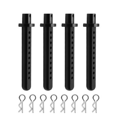 Rc Upgrade Spare For Axial For SCX10 1/10 4 Pcs Aluminum Body Post Mounting Car Shell With R Clamp Fixing RC Crawler Vehicle Parts Accessories(Black)
