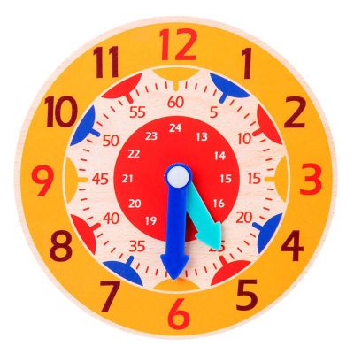 Jesscasday Wooden Teaching Clock Learning Toy for Time Hour Minute Cognition Learning Toy Aids for Preschool Junior Grad for Kids Kindergarten for Toddlers for Preschool for Teachers for Kids Math