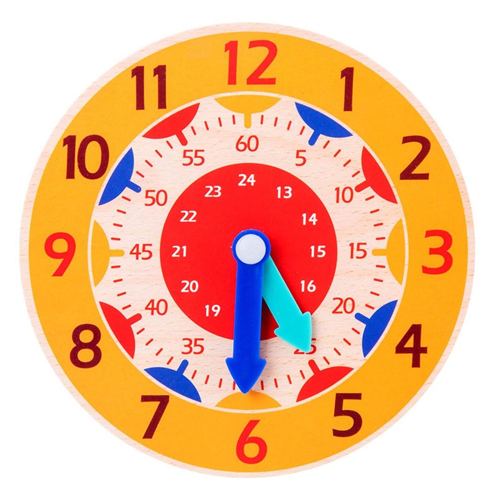 Jesscasday Wooden Teaching Clock Learning Toy for Time Hour Minute Cognition Learning Toy Aids for Preschool Junior Grad for Kids Kindergarten for Toddlers for Preschool for Teachers for Kids Math
