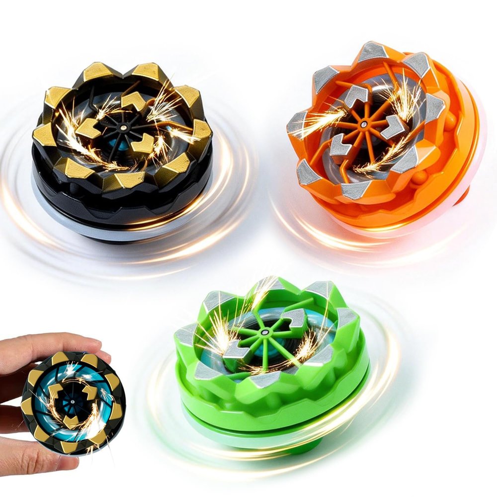3-Pack Sparking Battle Spinning Tops, Bey-Style Light Up Gyro with Sparkler Effect, Sensory Fidget & Anxiety Relief Toys, Classroom Prizes, Stocking Stuffers, Party Favors Gifts for Boys Girls Ages 6+