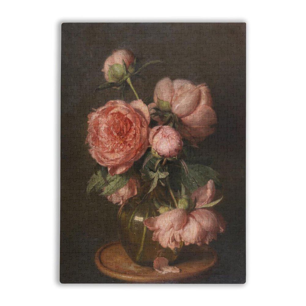 1000 Piece Dark Peonies Jigsaw Puzzle - Wooden Material, Hd Quality Photo, Thick & Sturdy for Adults, Women & Men, Challenging Party Activity Toy, Ideal for Christmas Gatherings