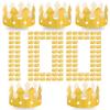 100-Piece Gold Adjustable Paper Crowns with DIY-Size Design, Exclusive for Kids' Birthday Parties & Family Gathering Decorations (Retro Style) view 1
