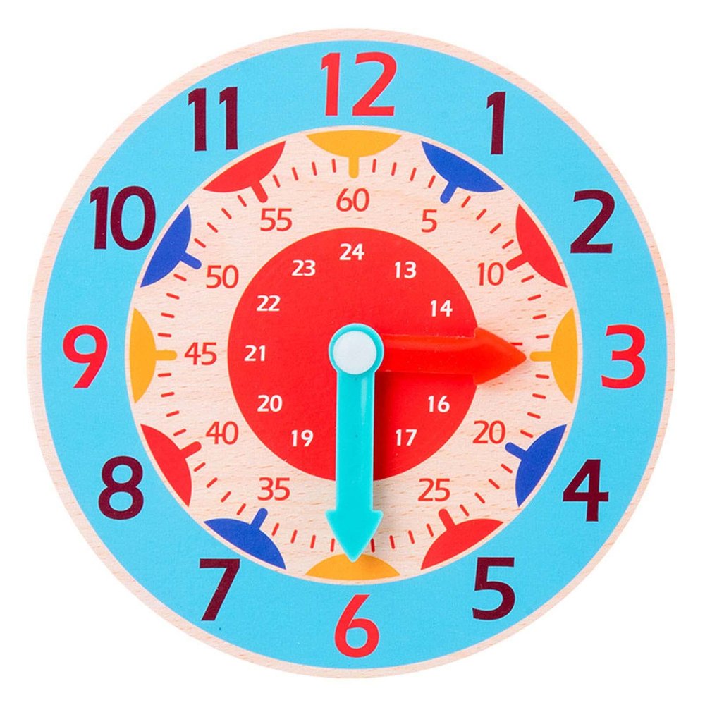 Jesscasday Wooden Teaching Clock Learning Toy for Time Hour Minute Cognition Learning Toy Aids for Preschool Junior Grad for Kids Kindergarten for Toddlers for Preschool for Teachers for Kids Math