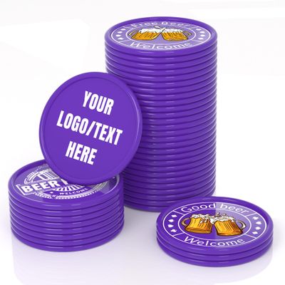 200-1000 PCS Custom Plastic Poker Chips,Double Sided Full Color Print,Personalized Drink Tokens,Imprint Your Own Personal Logo/Text/Image,Set for Bar,Party,Promotions and Wedding Favors (Purple)