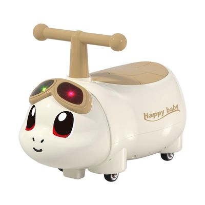 Wiggle Car Rocking Car Peanut Shape Wiggle Car Music Light Anti-Rollover Silent Wheel Perfect As A Gift Twisting Cars(Coffee,with Music)