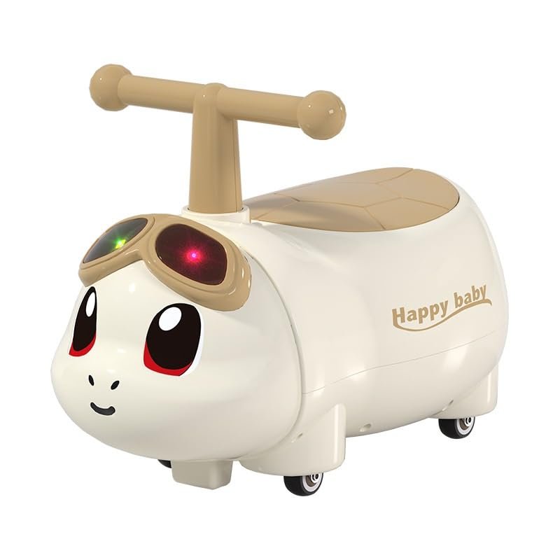Wiggle Car Rocking Car Peanut Shape Wiggle Car Music Light Anti-Rollover Silent Wheel Perfect As A Gift Twisting Cars(Coffee,with Music)