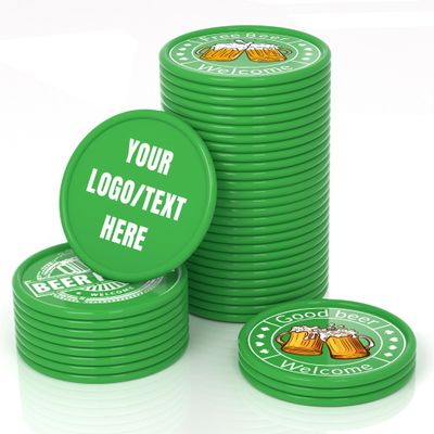 200-1000 PCS Custom Plastic Poker Chips,Double Sided Full Color Print,Personalized Drink Tokens,Imprint Your Own Personal Logo/Text/Image,Set for Bar,Party,Promotions and Wedding Favors (Green)