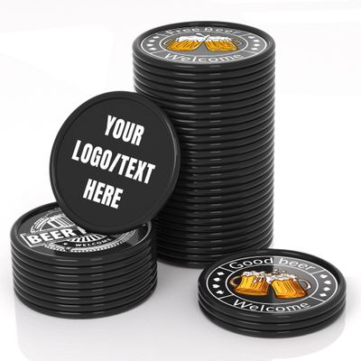 200-1000 PCS Custom Plastic Poker Chips,Double Sided Full Color Print,Personalized Drink Tokens,Imprint Your Own Personal Logo/Text/Image,Set for Bar,Party,Promotions and Wedding Favors (Black)