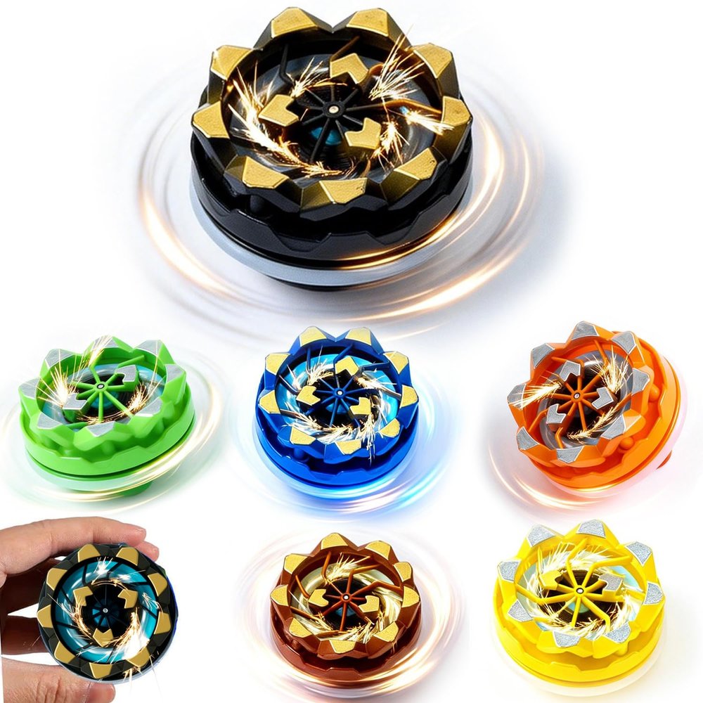 6-Pack Sparking Battle Spinning Tops, Bey-Style Light Up Gyro with Sparkler Effect, Sensory Fidget & Anxiety Relief Toys, Classroom Prizes, Stocking Stuffers, Party Favors Gifts for Boys Girls Ages 6+