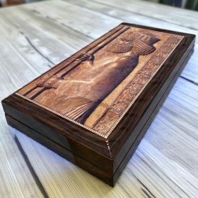 19.6-inch Antique Backgammon Sets for Adults X Large Wooden Game Board Handmade Game Sets - Gift for Dad, Husband, Anniversary