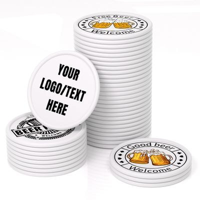 200-1000 PCS Custom Plastic Poker Chips,Double Sided Full Color Print,Personalized Drink Tokens,Imprint Your Own Personal Logo/Text/Image,Set for Bar,Party,Promotions and Wedding Favors (White)